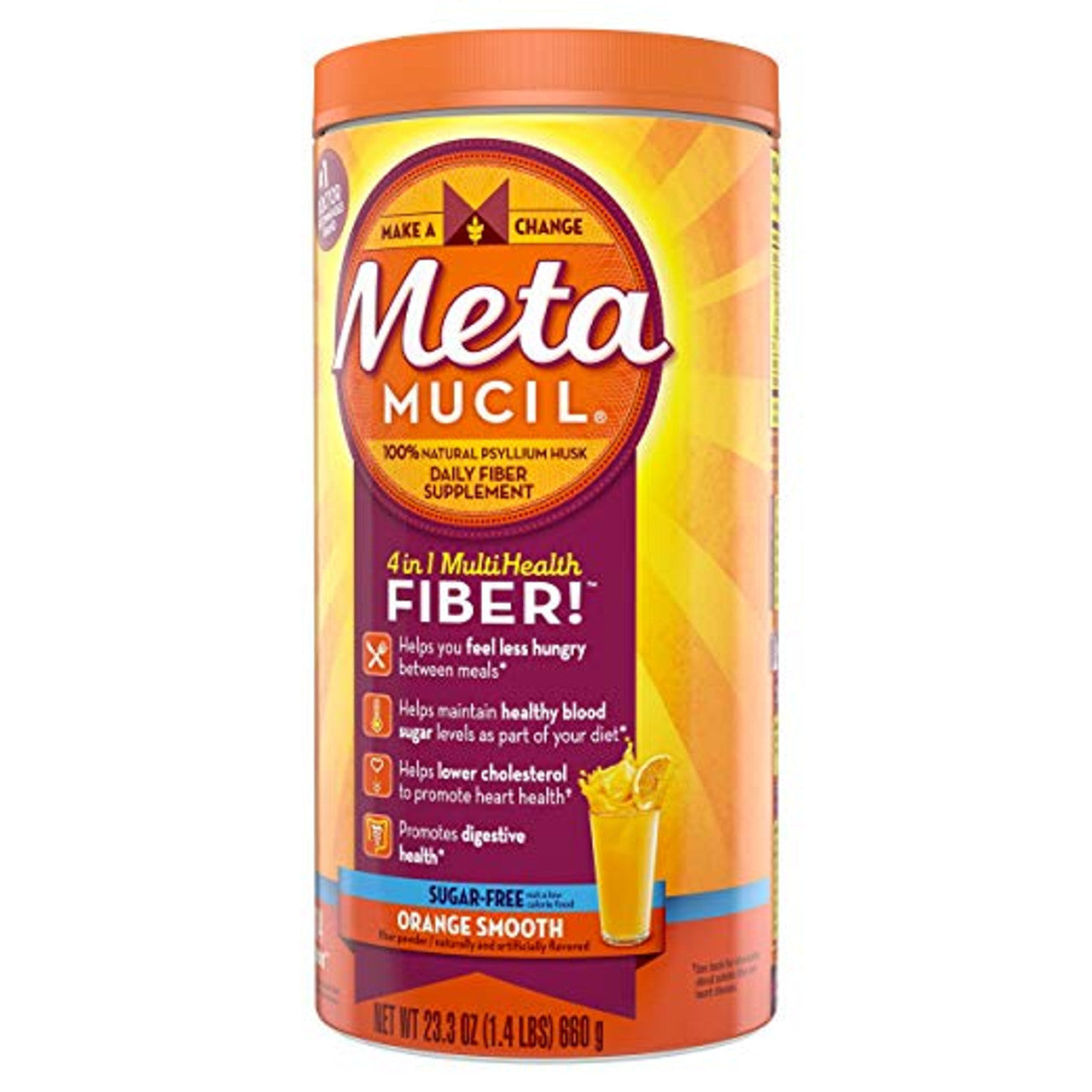 Metamucil Sugar Free Psyllium Fiber Supplement - Orange Smooth