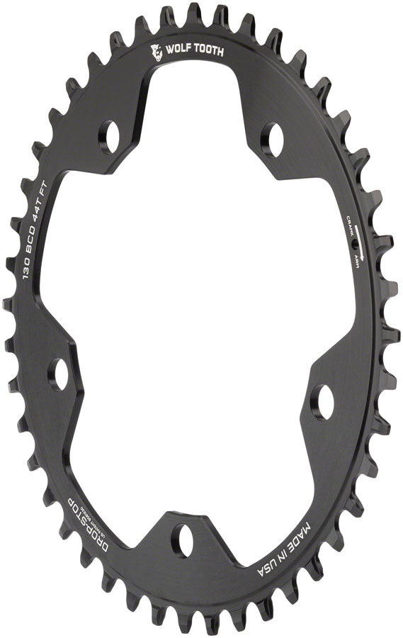 Plato de cadena Wolf Tooth 130 BCD para carretera y ciclocross - 44t Negro