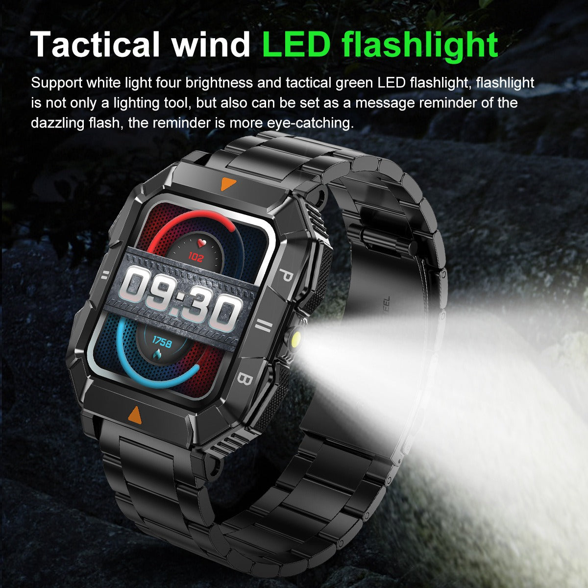 YK03 smartwatch Bluetooth call flashlight sports waterproof heart rate blood oxygen health monitoring - Korvel