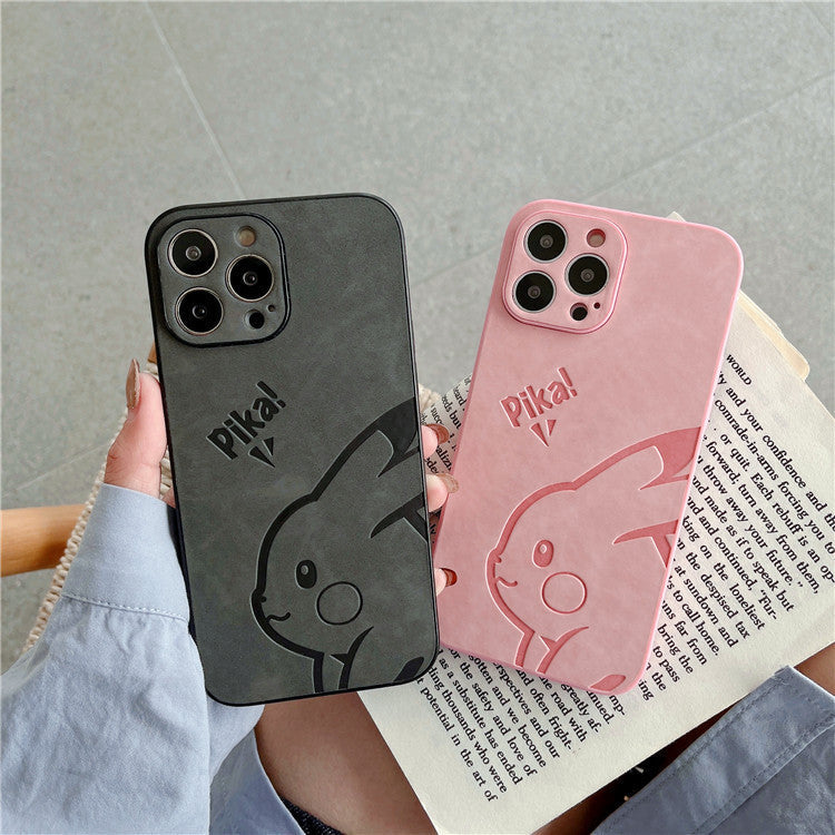 Funda de teléfono de cuero Cute Pikachu para modelos de iPhone
