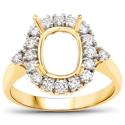 0.54 Carat White Diamond 14K Yellow Gold Semi Mount Engagement Ring