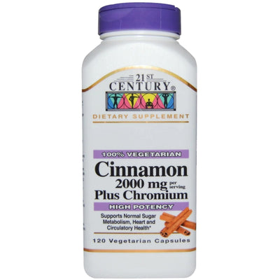 21st Century Cinnamon 2000mg Plus Chromium Caplets - 120 Count