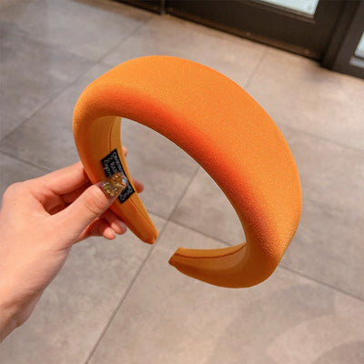 Candy colored thick sponge hair hoop for women's solid color wide edged and minimalist headband - Korvel