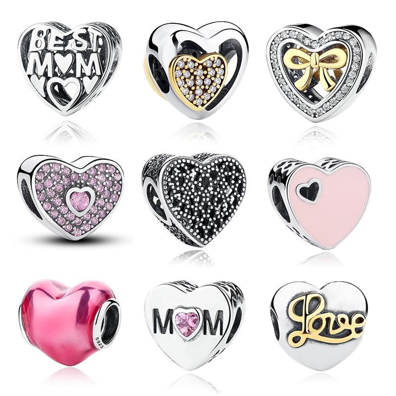925 Sterling Silver Heart Shape Love Beads Fit Charms Bracelet PAS036 - Korvel