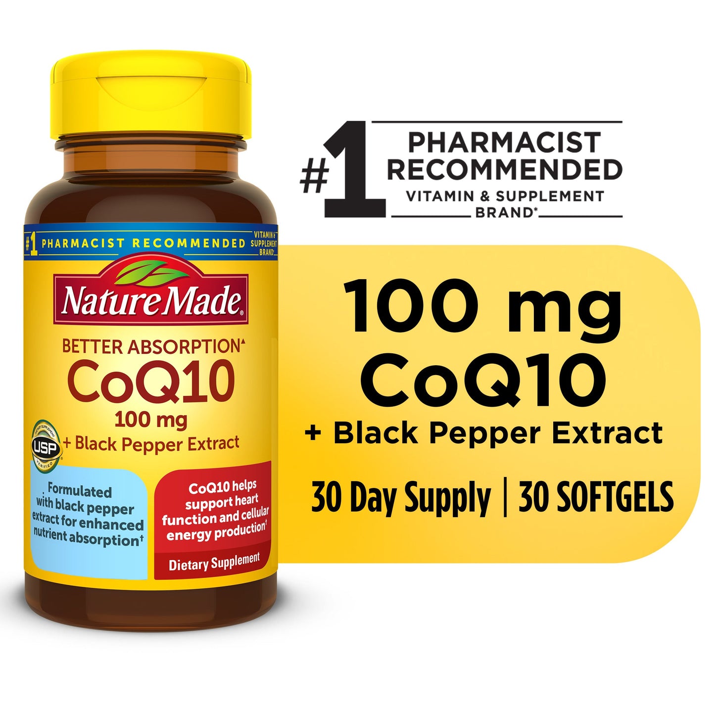 Nature Made CoQ10 100 Mg Softgels avec extrait de poivre noir