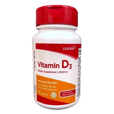 Leader Vitamin D3, 400 IU Tablets for Bone Health