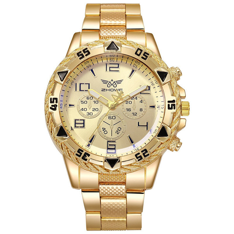 Men's Casual Sports Watch with Steel Strap and Large Dial