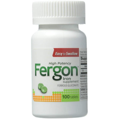 Tabletas de Suplemento de Hierro de Alta Potencia Fergon