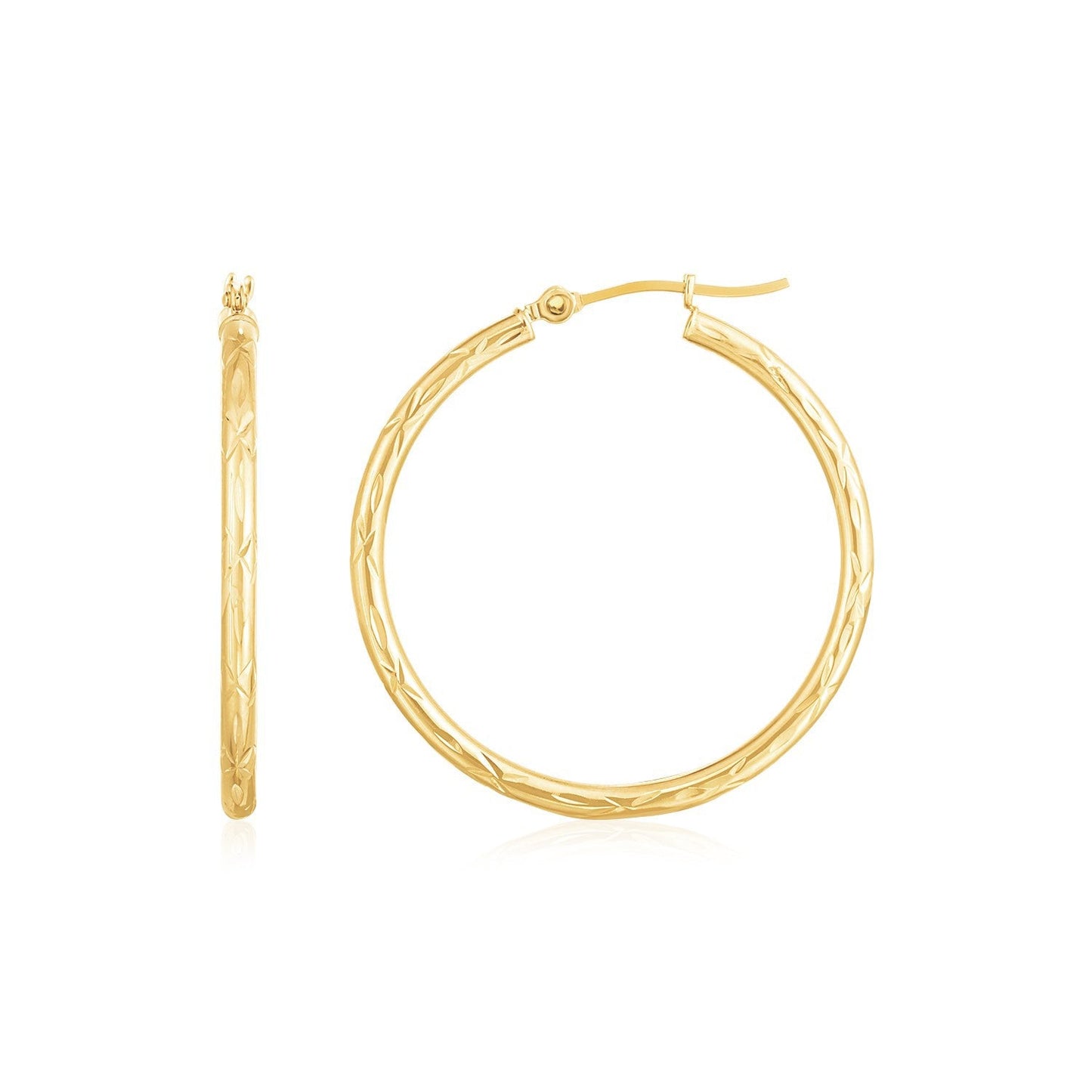 Boucles d'oreilles créoles en or jaune 14 carats avec taille diamant