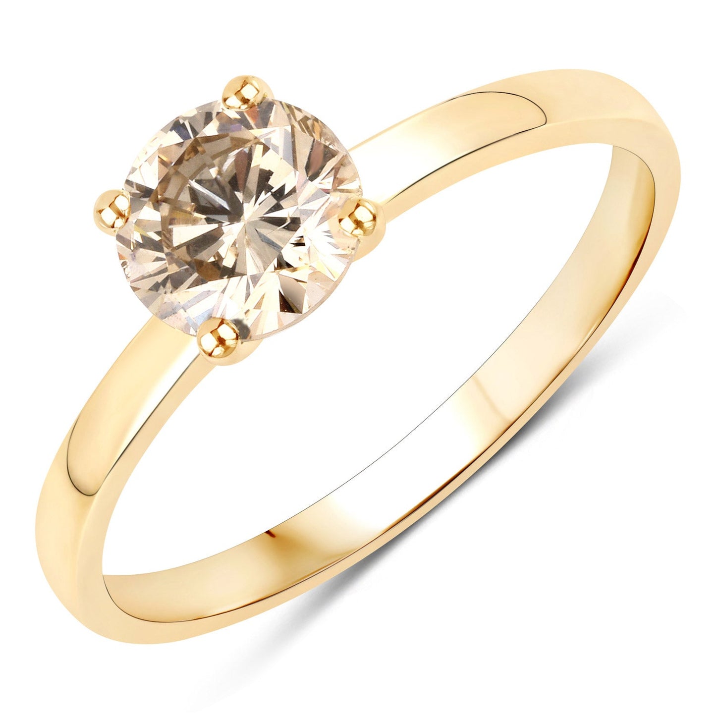 Bague de fiançailles en diamant véritable de 1,00 carat en or jaune 14K