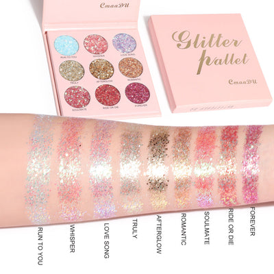 CmaaDu 9 Shades of Glitter Eyeshadow Makeup Matte and Metallic Glitter Glitter Powder - Korvel