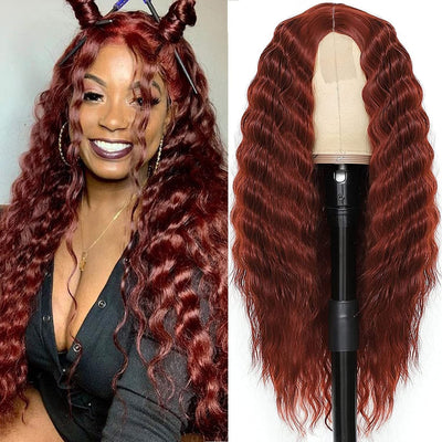 European and American Women's Wig Small Lace Center Deep Wave Long Curly Wig Headband Lace Wigs - Korvel