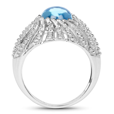 3.65 Carat Swiss Blue Topaz Sterling Silver Engagement Ring