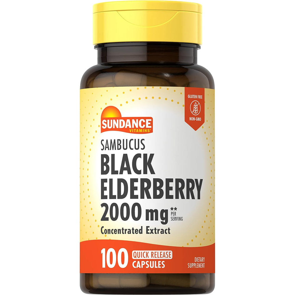 Sundance Sambucus Baies Noires de Sureau, 1000 Mg, 100 Caps