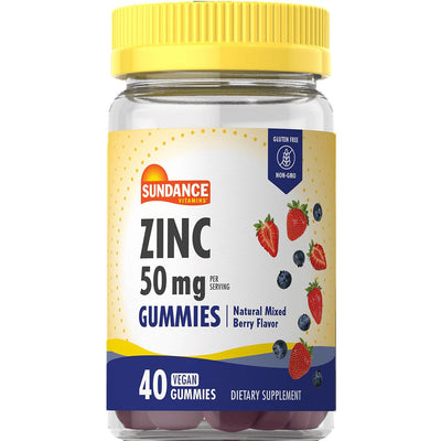Gommes véganes au zinc Sundance Vitamins® – Saveur naturelle de baies mélangées
