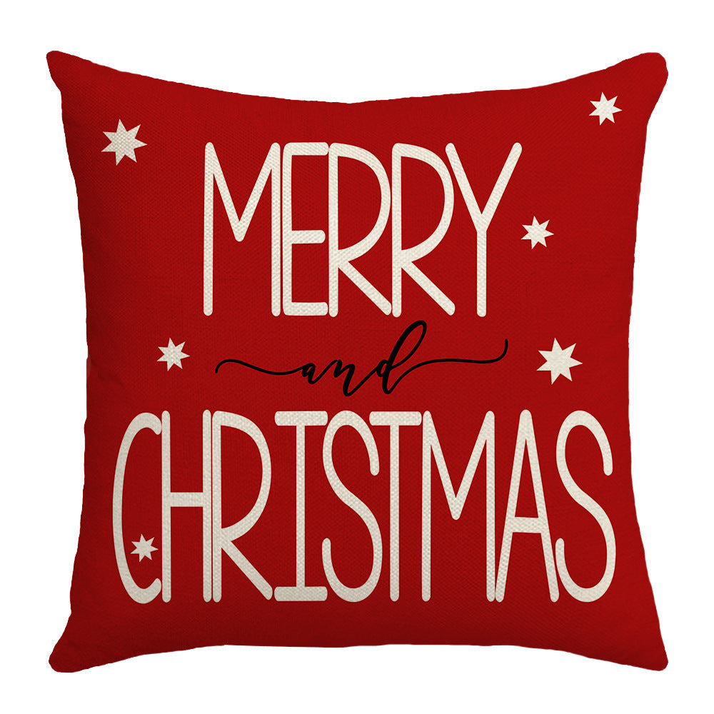 Grid Christmas linen pillowcase, Christmas tree snowflake home decoration pillowcase, sofa cushion pillowcase - Korvel