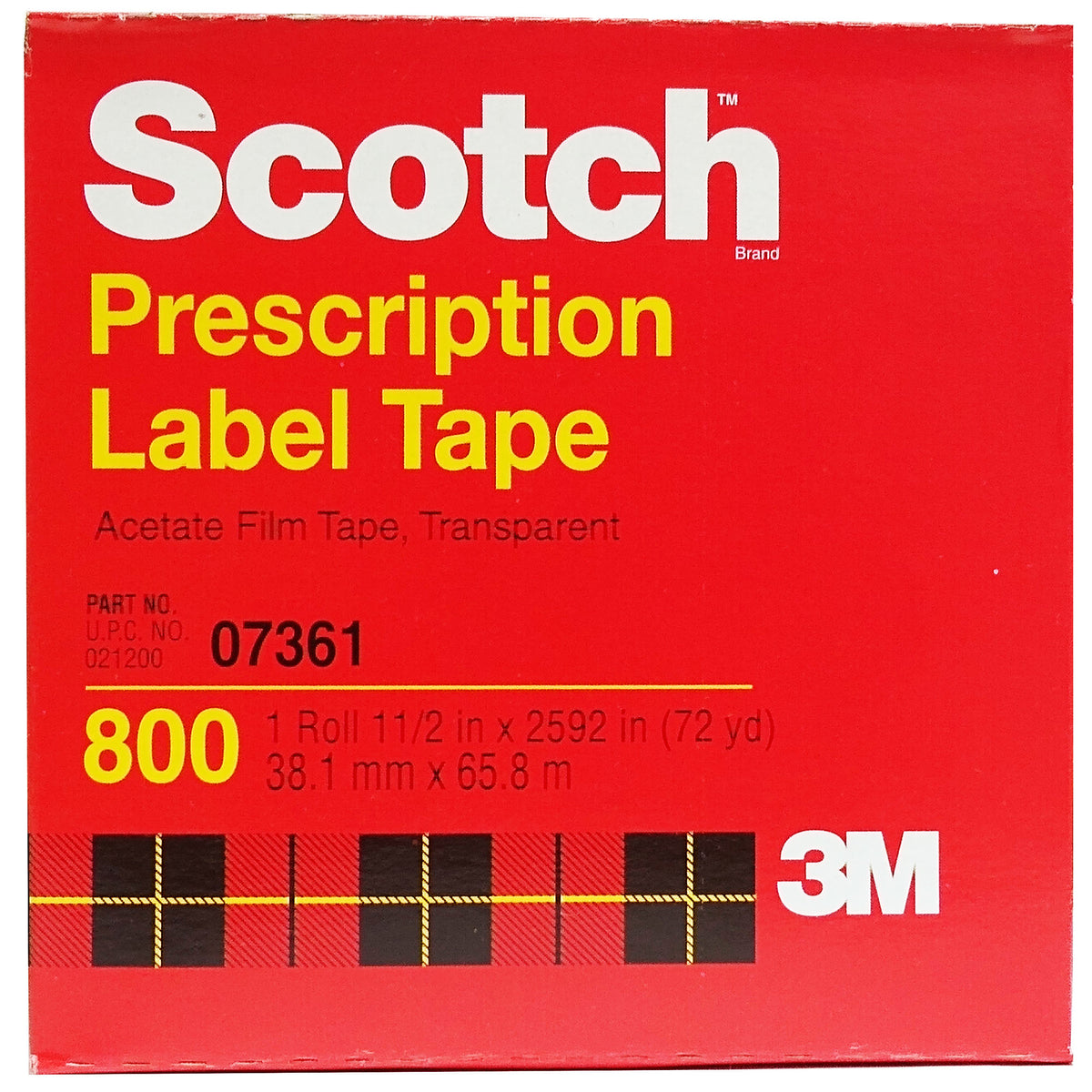 Ruban adhésif pour étiquettes d'ordonnance Scotch 800 transparent, 1,5 po x 72 yd