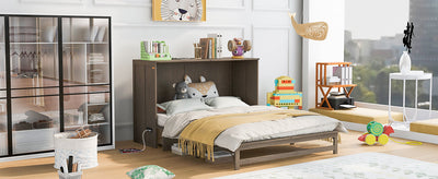Queen Size Murphy Bed with Built-In Charging Station Antique Grey - Korvel