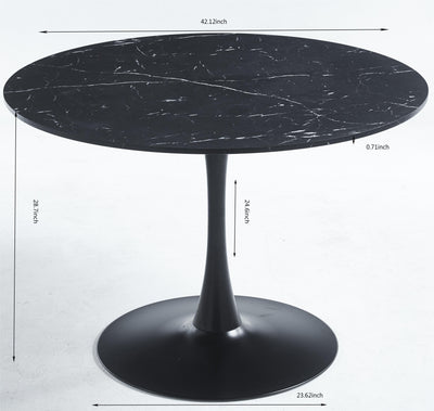 42.1" Black Tulip Dining Table for 4-6 People