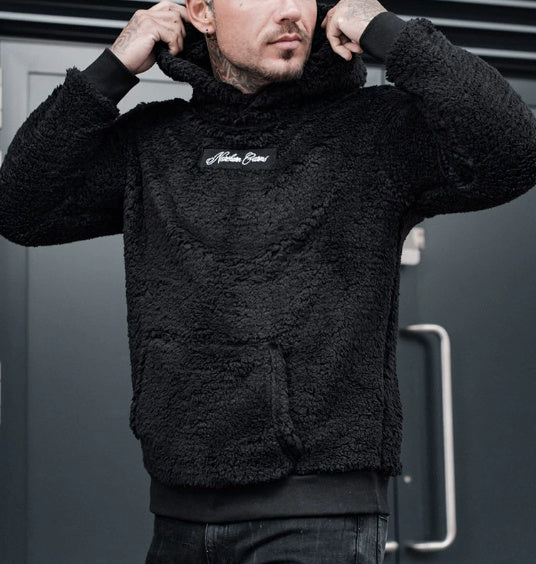 Men's Plush Long-Sleeved Hoodie with Big Pocket