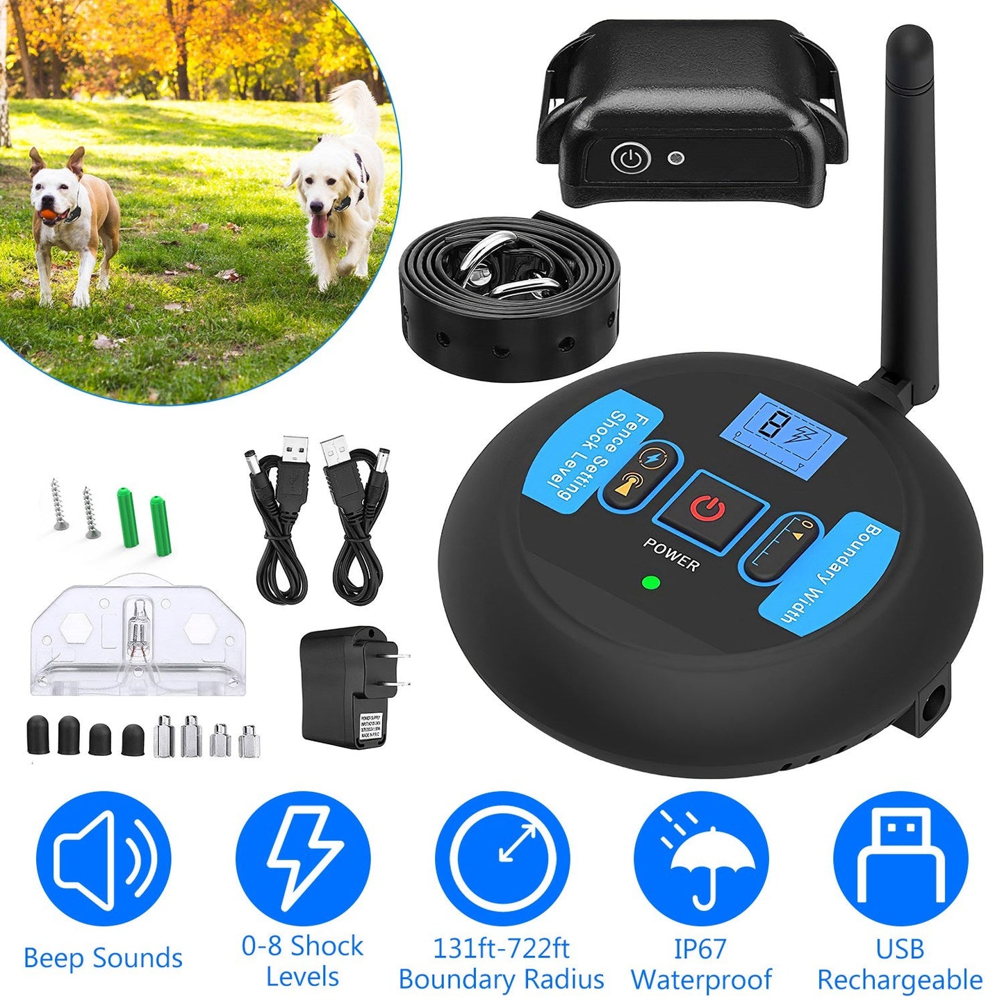 Gbruno Wireless Electric Dog Fence System for All Dog Sizes