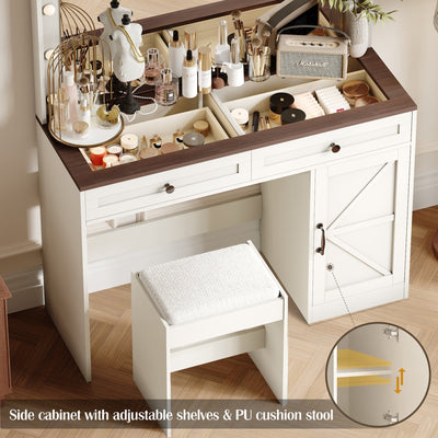 Elegant Makeup Vanity Desk in White