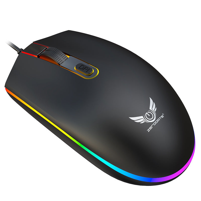 USB illuminated wired mouse, computer peripherals, e-sports games, colorful RGB scrolling light mouse - Korvel