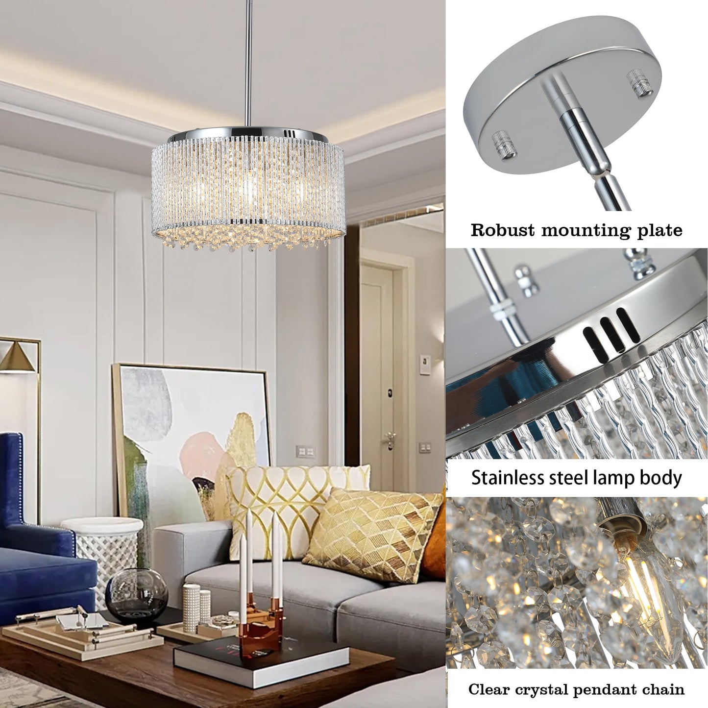 Modern Crystal Chandelier for Living-Room Round Cristal Lamp Luxury Home Decor Light Fixture - Korvel