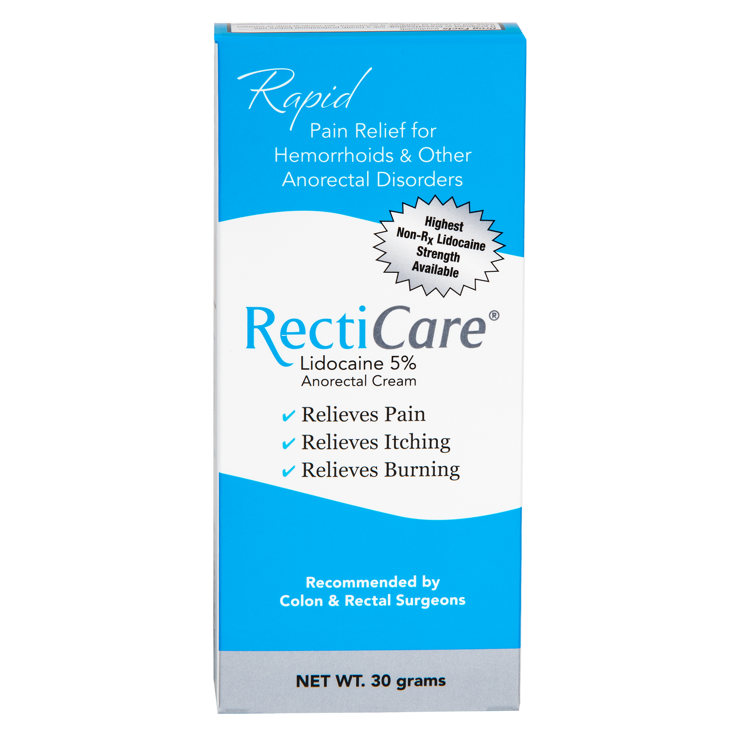 Crème anorectale RectiCare® Lidocaïne 5 % – Soulagement maximum