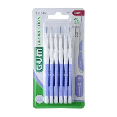 Cepillos Interdentales Bi-Direccionales GUM 0.6mm - Paquete de 6
