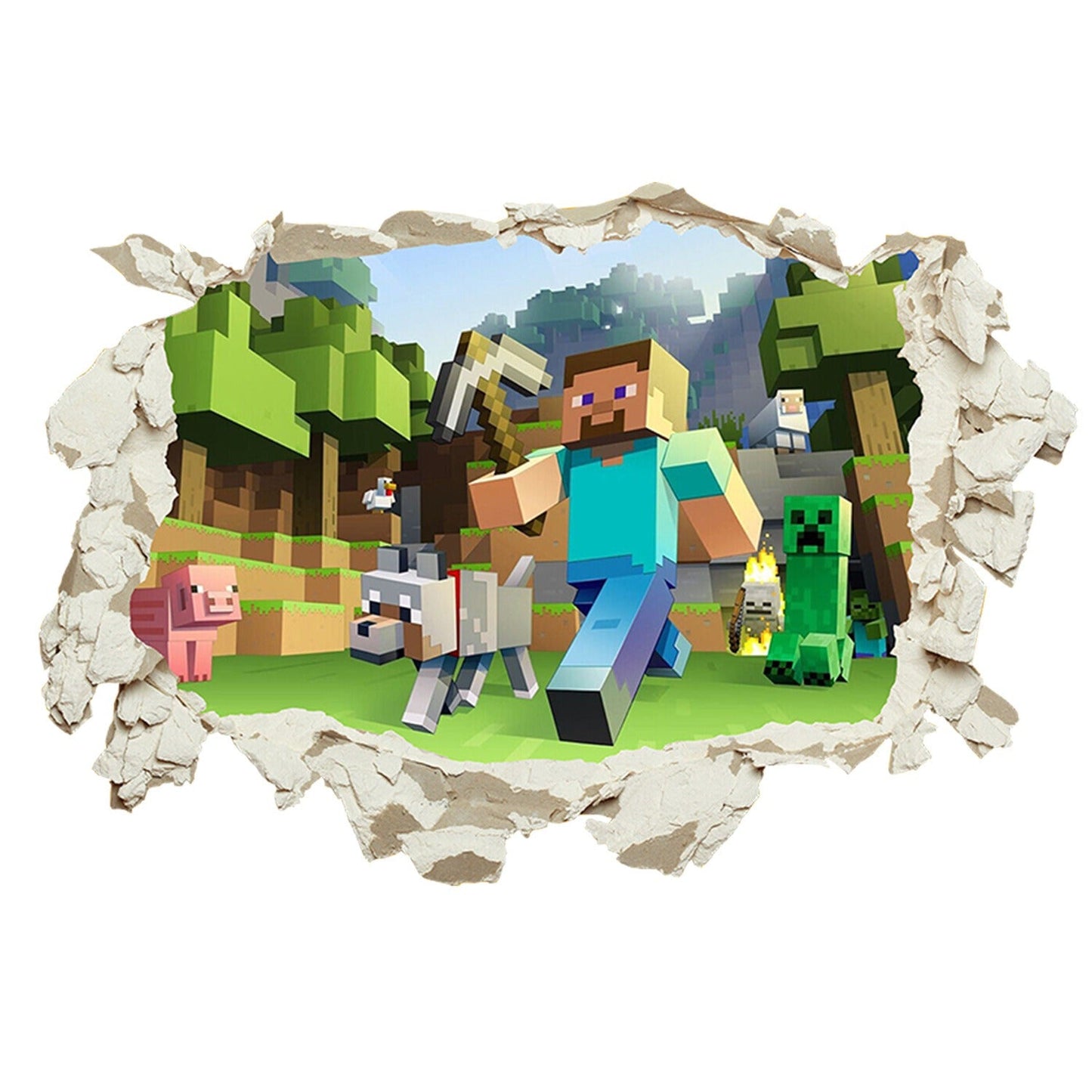 Minecraft run away My World Wall Stickers Living Room Children's Room Removable Decorative PVC Stickers - Korvel