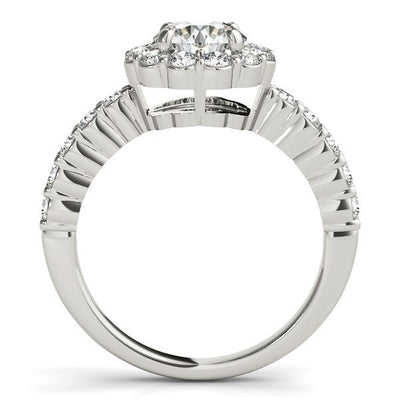 Anillo de Compromiso de Diamante con Motivo Floral en Oro Blanco de 14k