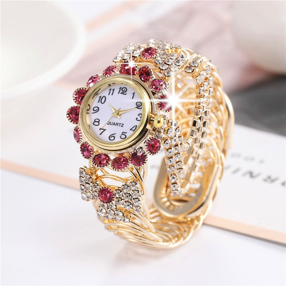 New trend and fashion women's watch with diamond inlaid digital quartz female bracelet watch - Korvel