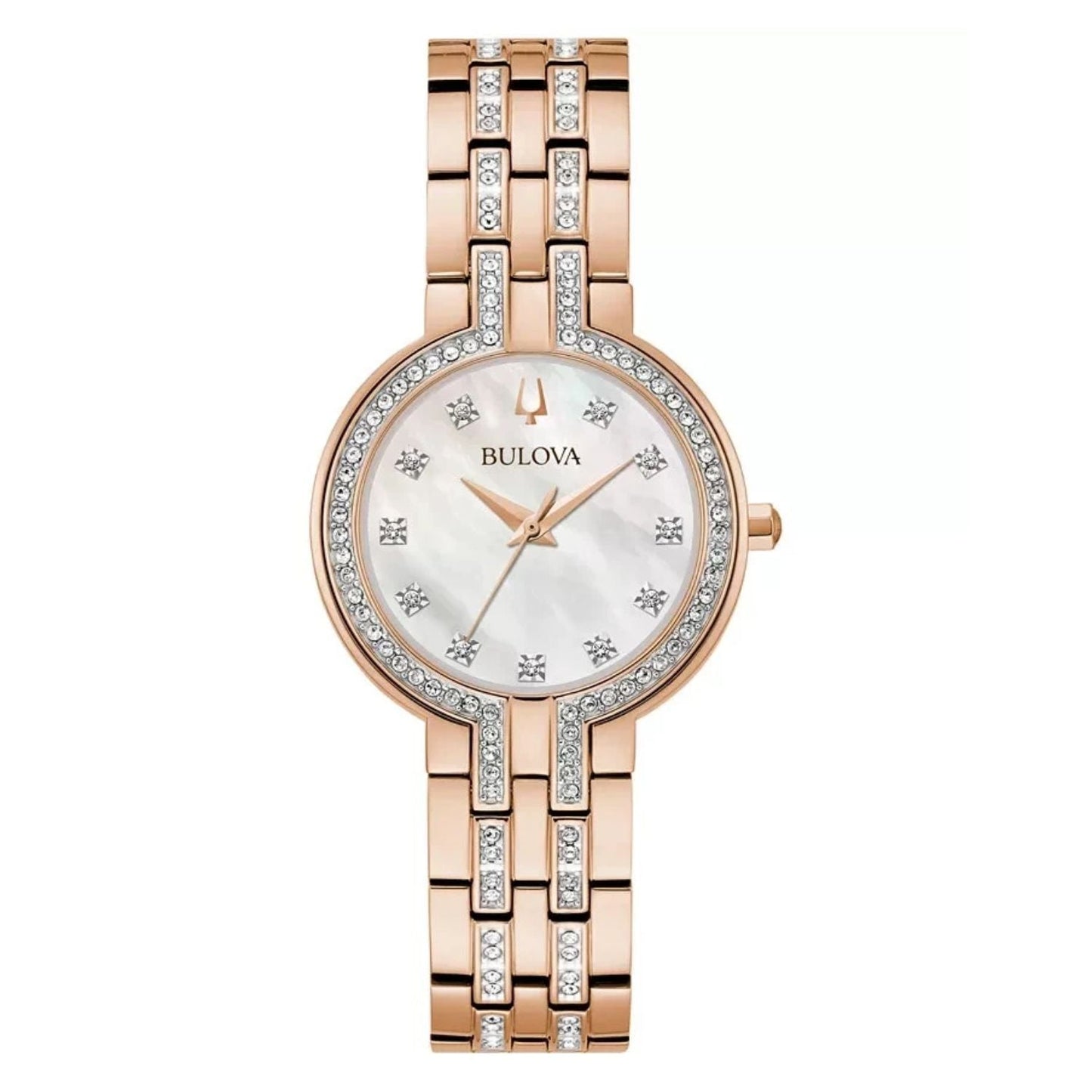 Montre en cristal pour femme Bulova - Design élégant en or rose