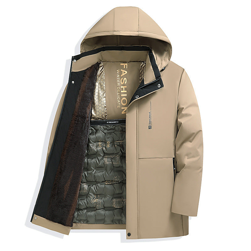 Men's Fleece-Lined Thickened Cotton-Padded Coat