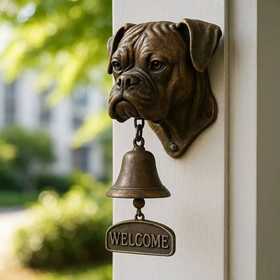 Dog welcome chime, vintage Bulldog Dobermann chime, metal merchant chime – wall decor for home/office entrance. - Korvel