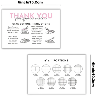 Cake Cutting Instructions 4x6 - 10ct - Korvel