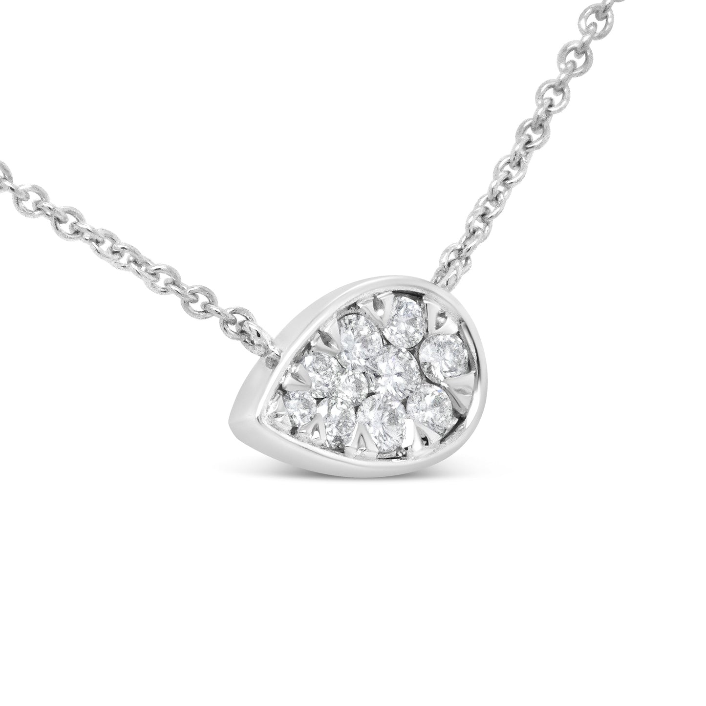Collier Pendentif en Diamant en Forme de Goutte d'Eau en Or Blanc 14K - 1/4 Cttw