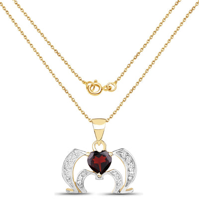 14K Yellow Gold Plated Garnet & White Topaz Pendant