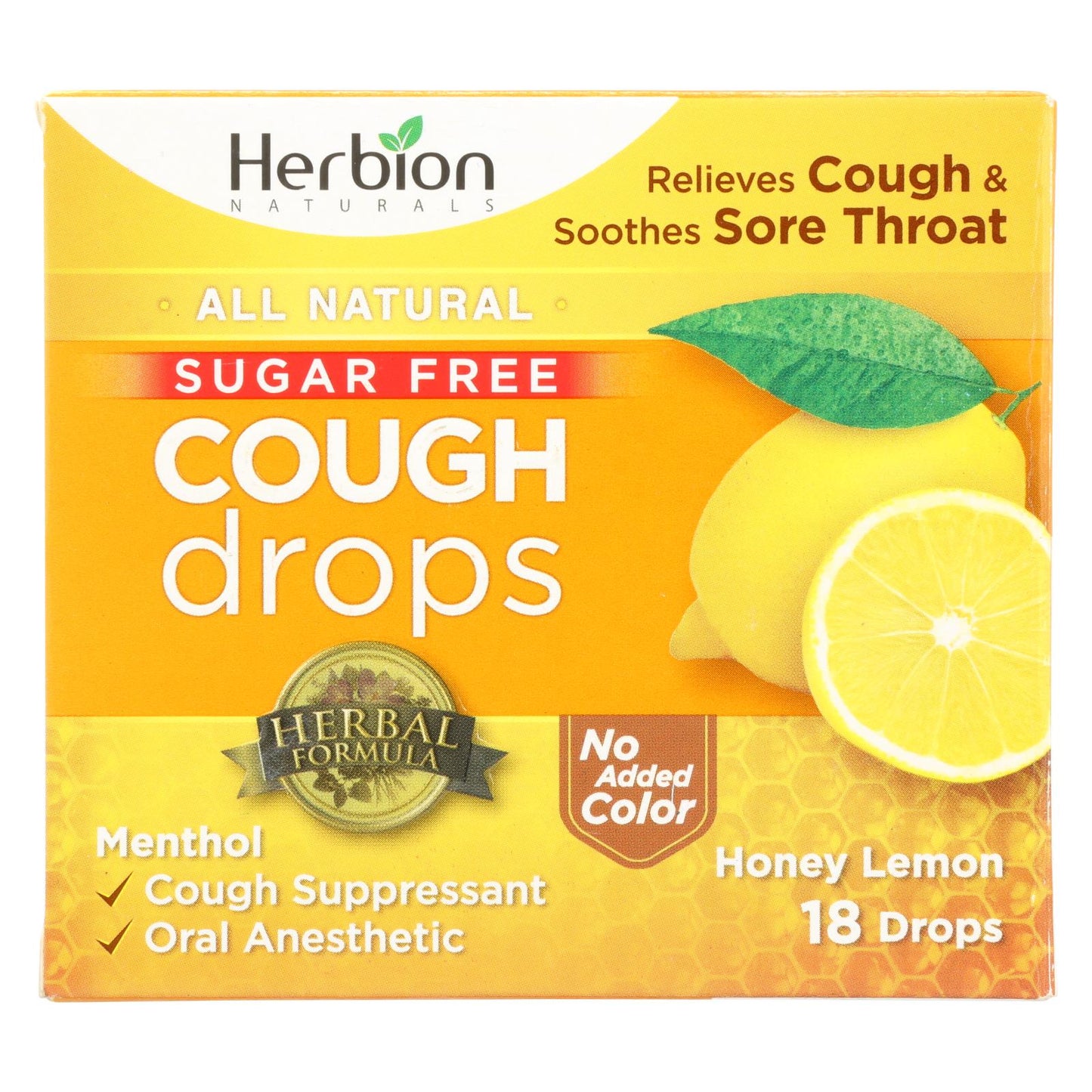 Herbion Naturals Sugar-Free Cough Drops - Honey Lemon Flavor