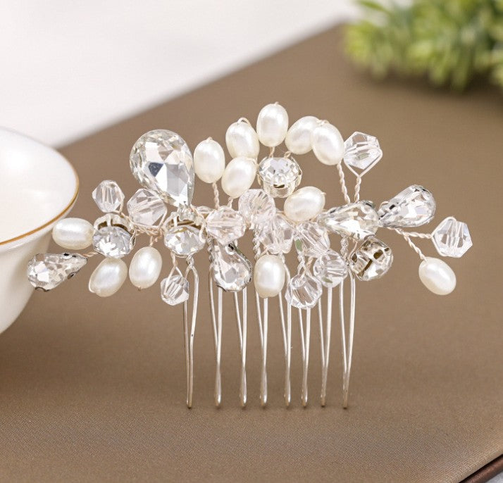 Elegant Handmade Crystal Pearl Hair Comb