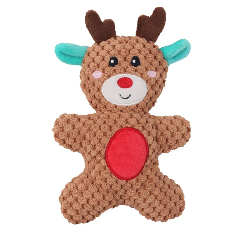 Christmas Plush Dog Toy Series - Santa, Elk, Gingerbread & Donut