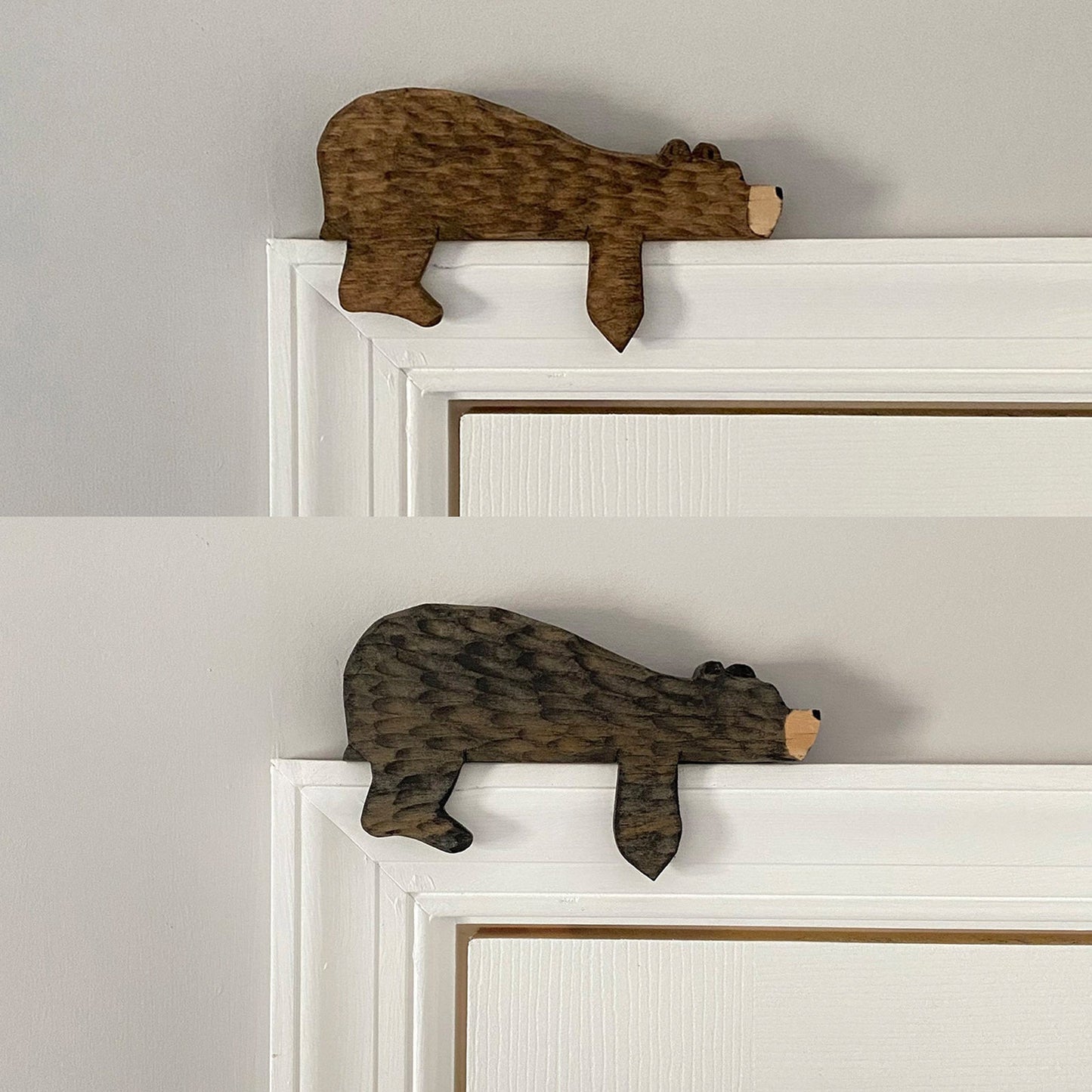 Décoration de cadre de porte en bois d'ours brun