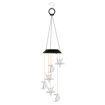 Solar Moon and Star Wind Chime - Color Changing Outdoor Decor