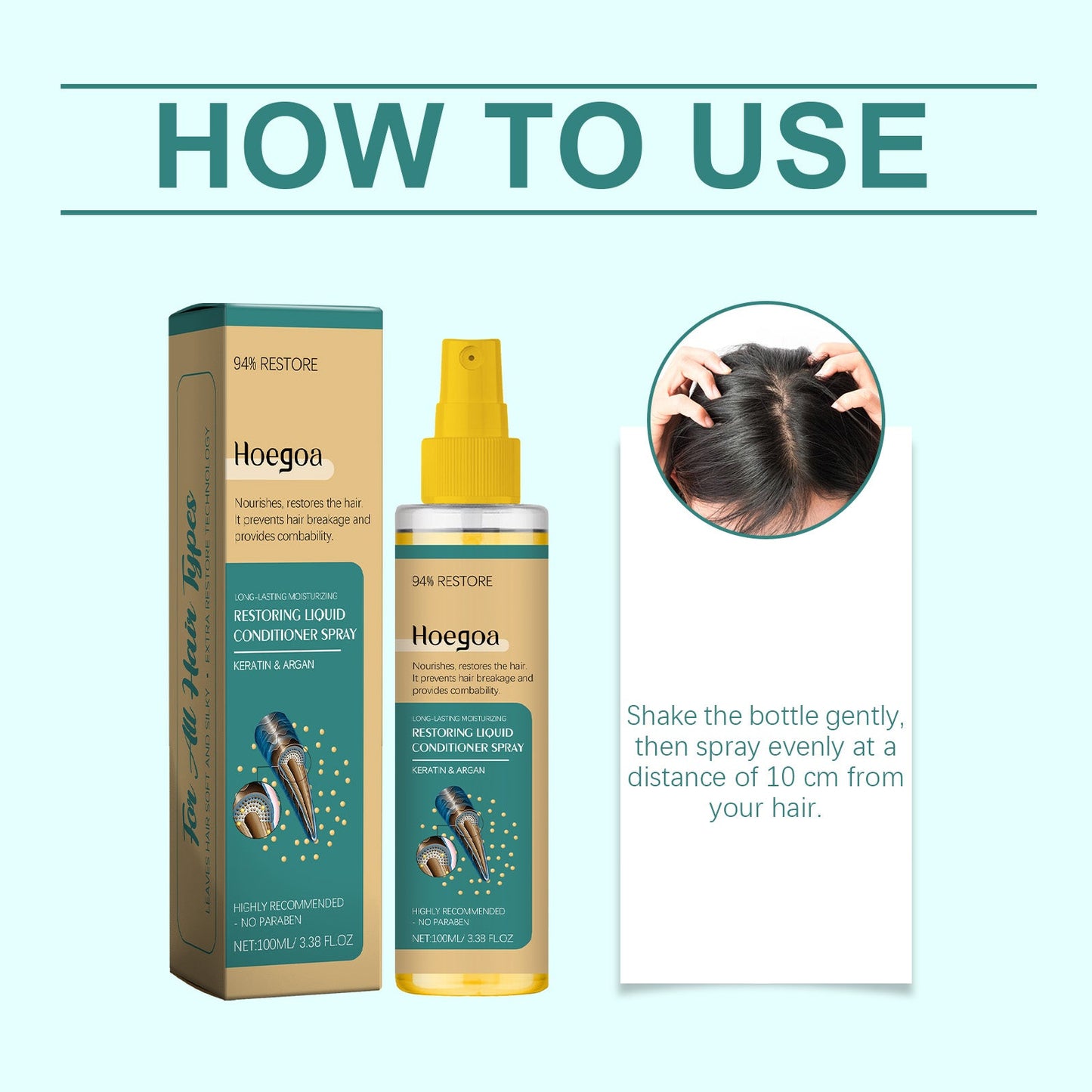 Argan Leave-In Hair Treatment Spray Moisturizes Split Hairs And Moisturizes Glossy Hair - Korvel