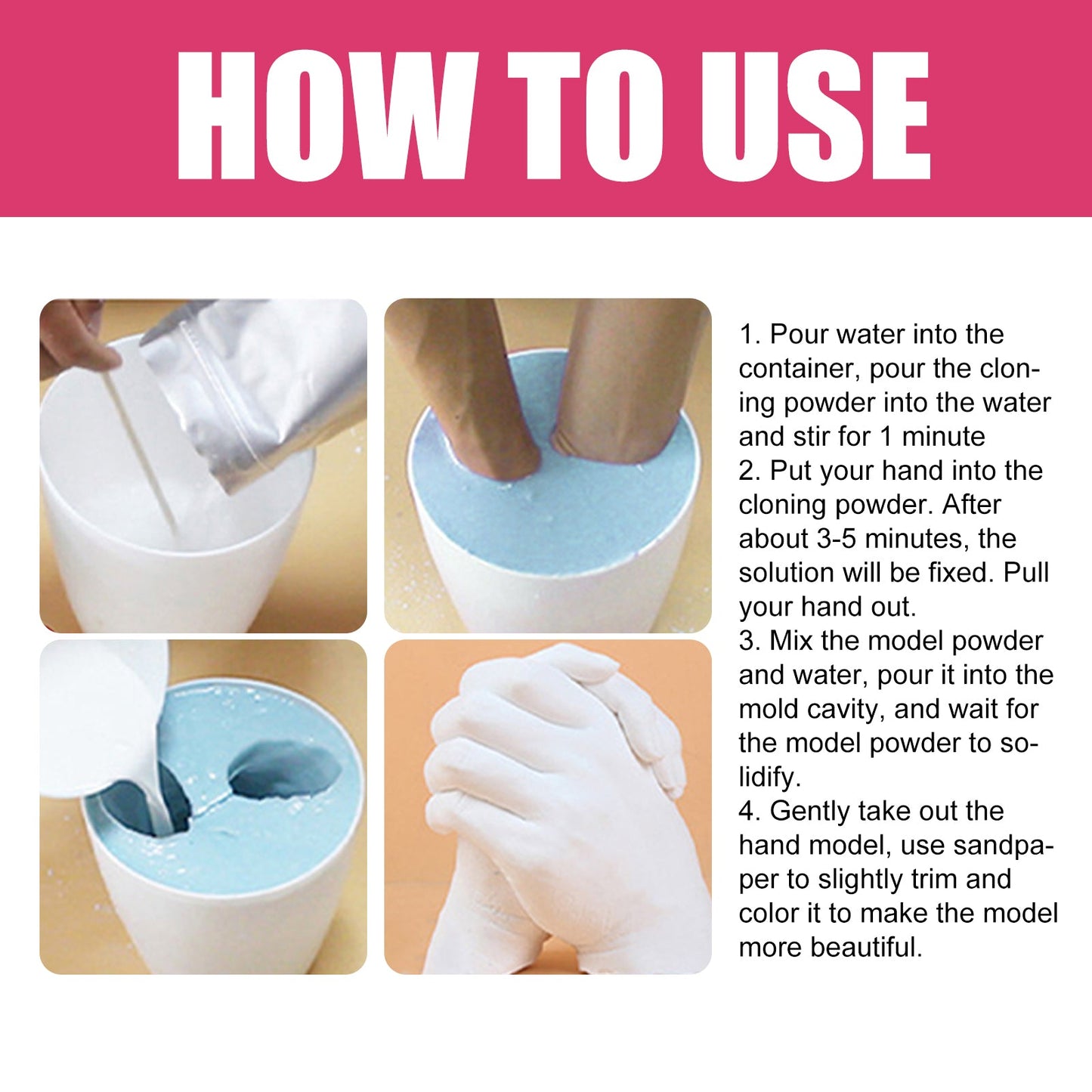 Hand Casting Kit, Three-Dimensional Hand Model Plaster Clone Model Homemade Commemorative Gift Crafts - Korvel