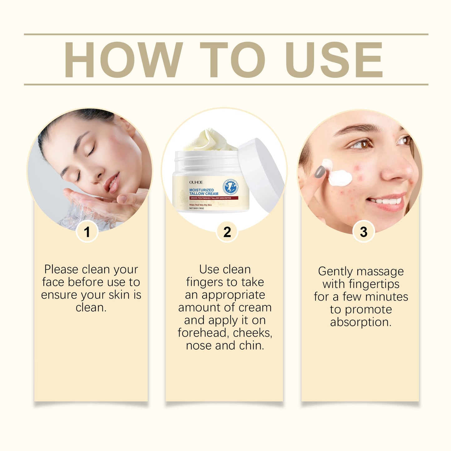 Crème hydratante au suif premium pour peau délicate