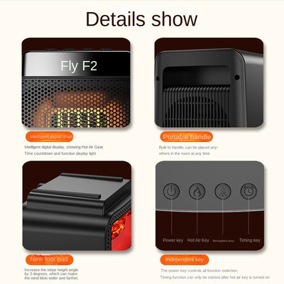 3D dynamic flame heater, household heater, silent and energy-saving PTC speed electric heater - Korvel