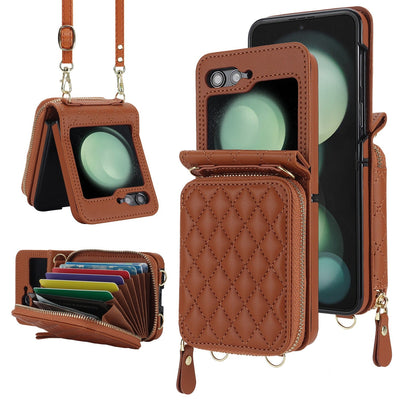 Premium Leather Flip Case for Samsung Z Flip6 with Card Holder