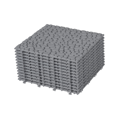 12 x 12 inch gray interlocking deck tiles, plastic waterproof pebble pattern, pack of 12 pieces - Korvel